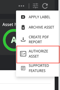 Action for authorizing an asset