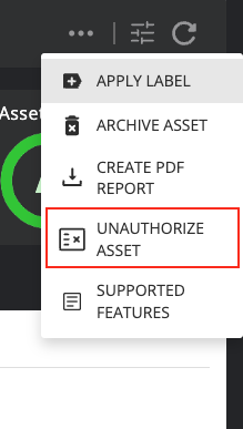 Action for authorizing an asset