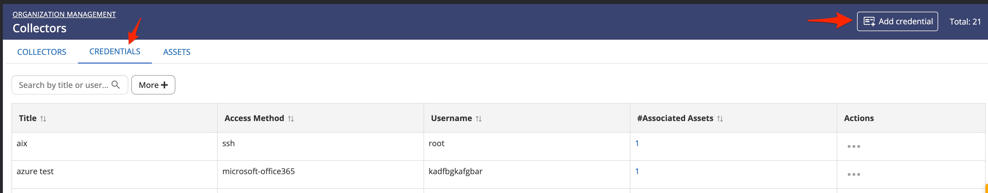 Add a collector credential