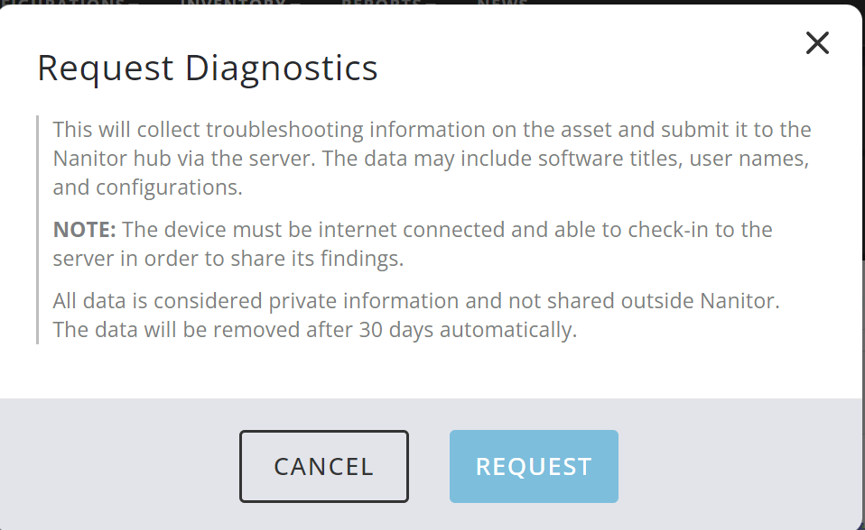 Diagnostics confirmation