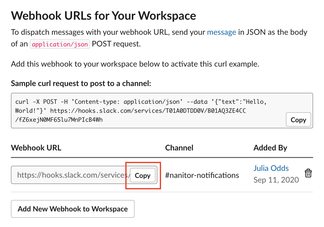 Slack WebHook