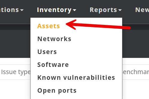 Asset Inventory Menu