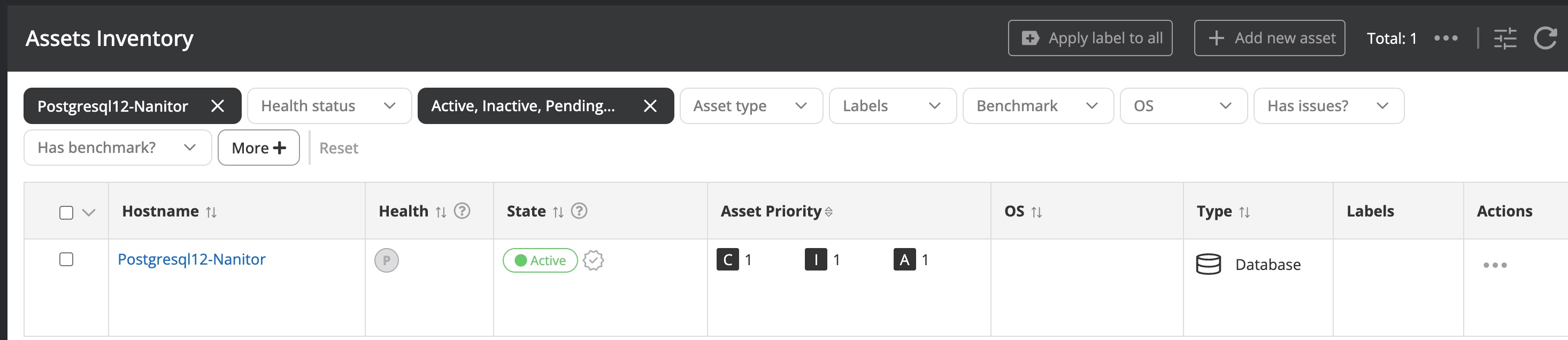 Added PostgrSQL database to Nanitor